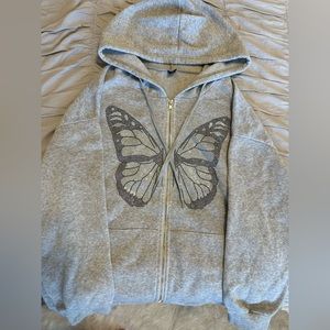 Zip up sparkly butterfly jacket